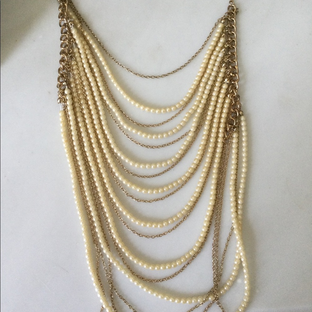 Sexy Pearl Gold Tiered Necklace- Adjustable Length